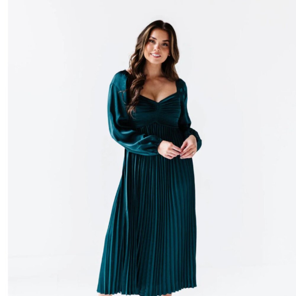 Pleated Satin Dress